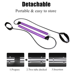CoreFlex Fitness Yoga Pilates Bar with Resistance Bands | Portable Home Gym Trainer for Full Body Workout, CrossFit & Strength Training