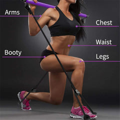 CoreFlex Fitness Yoga Pilates Bar with Resistance Bands | Portable Home Gym Trainer for Full Body Workout, CrossFit & Strength Training