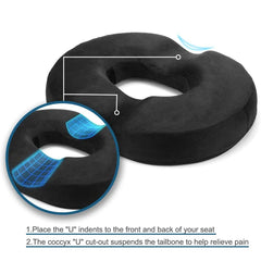 Relief Ring Orthopedic Donut Pillow Seat Cushion | Memory Foam Tailbone & Coccyx Support for Pain Relief – Ideal for Hemorrhoids, Pregnancy & Sciatica