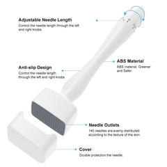 DermaPro 140A Adjustable Derma Stamp with Titanium Needles | Microneedling Face Roller for Skincare, Beard Growth & Scalp Hair Stimulation