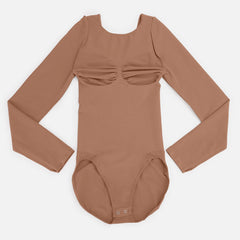 Shape Essence Women's Seamless Bodysuit | Long Sleeve Crew Neck Shapewear with Bust Support & Waist Slimming for Tummy Control