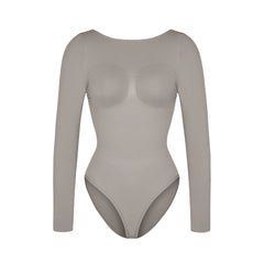 Shape Essence Women's Seamless Bodysuit | Long Sleeve Crew Neck Shapewear with Bust Support & Waist Slimming for Tummy Control