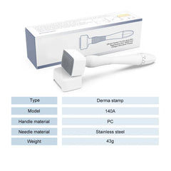DermaPro 140A Adjustable Derma Stamp with Titanium Needles | Microneedling Face Roller for Skincare, Beard Growth & Scalp Hair Stimulation