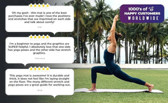 PoseGuide Instructional Yoga Mat with Illustrated Poses & Stretches | 75 Yoga Poses Printed with Carrying Strap – Perfect for Beginners & Home Workouts