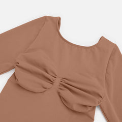 Shape Essence Women's Seamless Bodysuit | Long Sleeve Crew Neck Shapewear with Bust Support & Waist Slimming for Tummy Control