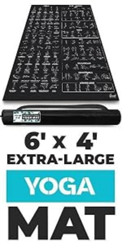 PoseGuide Instructional Yoga Mat with Illustrated Poses & Stretches | 75 Yoga Poses Printed with Carrying Strap – Perfect for Beginners & Home Workouts