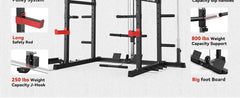 SportsRoyals Elite Power Rack | Multi-Functional Power Cage with LAT Pulldown Pulley System & Squat Rack Attachments for Home Gym Strength Training