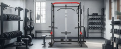 SportsRoyals Elite Power Rack | Multi-Functional Power Cage with LAT Pulldown Pulley System & Squat Rack Attachments for Home Gym Strength Training