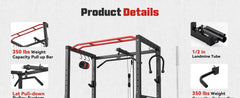 SportsRoyals Elite Power Rack | Multi-Functional Power Cage with LAT Pulldown Pulley System & Squat Rack Attachments for Home Gym Strength Training