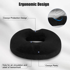 Relief Ring Orthopedic Donut Pillow Seat Cushion | Memory Foam Tailbone & Coccyx Support for Pain Relief – Ideal for Hemorrhoids, Pregnancy & Sciatica