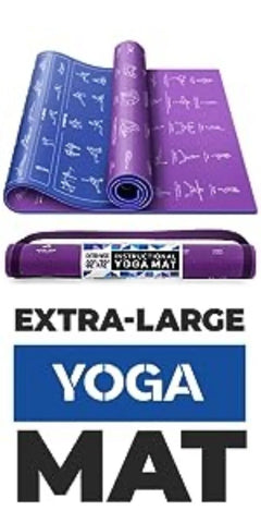 PoseGuide Instructional Yoga Mat with Illustrated Poses & Stretches | 75 Yoga Poses Printed with Carrying Strap – Perfect for Beginners & Home Workouts