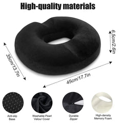 ReliefRing Orthopedic Donut Pillow Seat Cushion | Memory Foam Tailbone & Coccyx Support for Pain Relief – Ideal for Hemorrhoids, Pregnancy & Sciatica
