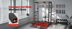 SportsRoyals Elite Power Rack | Multi-Functional Power Cage with LAT Pulldown Pulley System & Squat Rack Attachments for Home Gym Strength Training